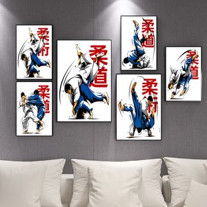 Abstract kodokan judo jujitsu poster stampe tela dipinto di judoka tecniche marziali dojo stampa wall art room decorazioni per la casa