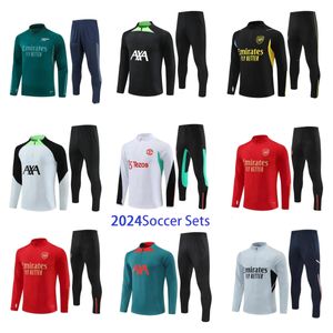 2023 2024 Football Tracksuit Männer Kinder Fußball Sets 23 24 halbe Fußballtraining Anzug Survetement Foot Chandal Jogging Kits Jungen Mädchen Transport Kit3