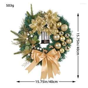 Kwiaty dekoracyjne święte świąteczne wieniec ze światłami oświetlona scena duża zewnętrzna bukszpan światowe drzwi przednie drzwi zimowe dekoracje