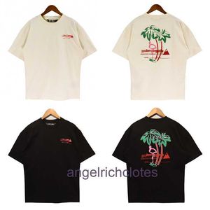 High -End -Designer -Kleidung für trendige PA -Engel Flamingo Kokosnussbaum kurzärmelig T -Shirt für Männer und Frauen High Street halb Ärmeln mit Originalbeschaffen 1 TO1