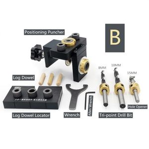 Multifunktionales Holzbearbeitungs -Jig -Bohrpositionierer Loch Puncher Taschenloch Bohrführer Möbel Verbindungsdiy -Werkzeug