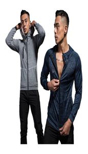 Sportjackor män blixtlås snabb torr löpande träning päls hoodies gym sportkläder smal fit manlig fitness tröjor2530122