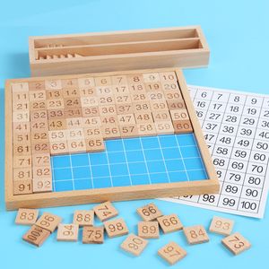 Hölzerne Mathematik Learning Board Spielzeug Montessori 1-100 aufeinanderfolgende Zahlen Holzhundert Digital Board Nummer Lernen für Kleinkind