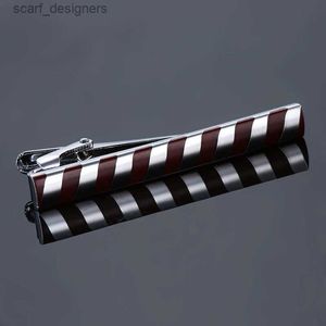 Tie Clips Luxury High Quality Tie Clip for Mens Wedding Gift Pin Clasp Tie Bar Fashion Emalj Stripes Classic Tie Clip for Business Suit Y240411