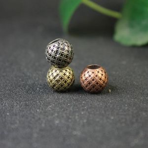 Chinese Antique Coin Pattern Engraved Knife Beads Vintage Brass EDC Outdoor Tool DIY Paracord Woven Lanyard Pendants Accessories