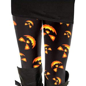 Långa kvinnors shorts kvinnors borstade halloween ankel längd säsongsbetonad pumpa bat tryckt leggings s 2xl