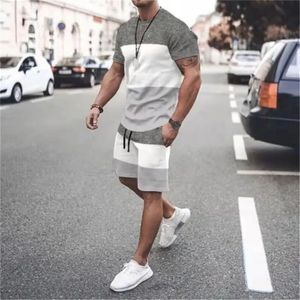 Summer Plajı Şortları 3D Sıradan Erkek Tshirt Set Spor Giyim Erkek Büyük Boy Giysiler Kısa Kollu Takım Erkekler 240403