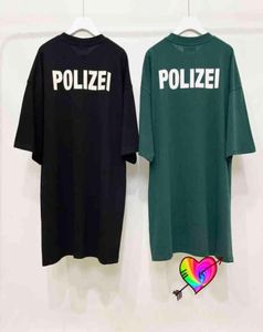T-shirt Black Green S „Polizei” 2021 mężczyzn Women Tekst drukowany S Tee Tonal Hafted VTM Tops krótkie rękawy G11155076588