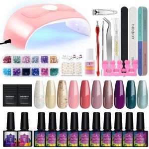 Manicure Set 8ML Gel Nail Polish with 54W UV LED Nail Lamp Semi Permanent UV Varnish Soak Off Gel Polish Nail Art Starter Set