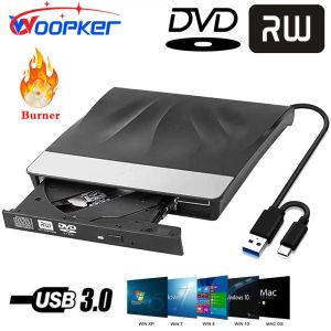 Player Woopker DVDRW Player B08 TypeC Plug de queimador de CD portátil e reproduzir HisPeed Read/ Write Recorder DVD External DVD Reader