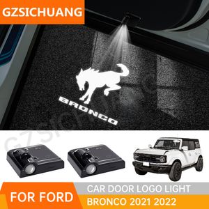 LED Car Logo Door Light Projector Ghost Shadow Lights 2/4 Door Welcome Sign Lamp For Ford Bronco 2021 2022 2023 Accessories