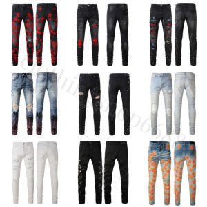 Jeans Jeans Designer de jeans skinny jeans calças pretas RIP jeans de jeans do homem cinza angústia slim fit