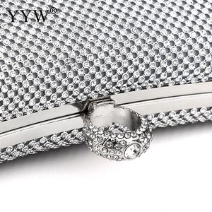 Luxury Rhinestone Perline Lady Evening Prom Borse Diamond Fritch Clutch Bag con maniglia Elegante Borsa della catena di metallo