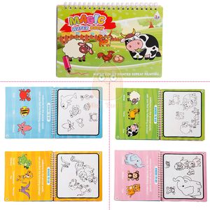 Magic Water Drawing Book Zoo Animal Dinosaurs Coloring Book Magic Pen målning Ritning Bord för barn Education Toys