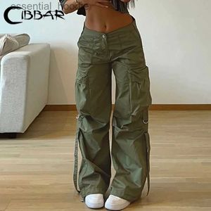 Women's Pants Capris CIBBAR y2k Street Clothing Pocket Goods Pants Harajuku Low Rise Pocket Straight Pants Loose Korean Fashion Mens Wear C240411