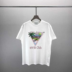 2024年春/夏新しいメンズカジュアルラウンドネック短袖Tシャツテニスレタープリントルーズと多用途