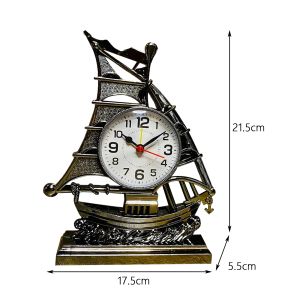 Creative Retro 3D Sailing Figur Alarm Clock Quartz Alarm Clock Figurer Desk Clock Birthday Gift Cool Clock Home Table Decor