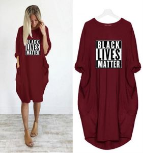 Black Lives Womens New Dresses Trendy Letter Printing Crew Meck Castary Party Dress Fashion Long Sleeves女性夏の服