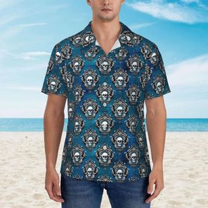 Erkekler Sıradan Gömlek Hawaiian Gömlek Tatil Gotik Kafatası Bluses Yansıtma Modern Vintage Erkek Kısa Kollu Nefes Alabilir Üstler