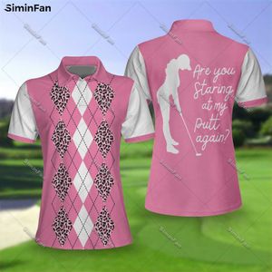 Golf Leopard Women Pink Polo Shirts 3D in tutte le donne stampate da tennis da tennis femmina Summer Lava