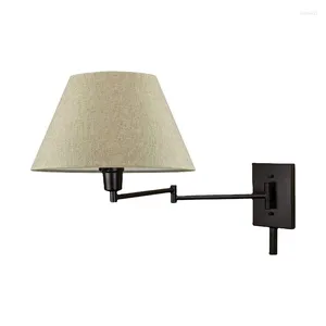 Wall Lamp American LED Adjustable Fabric Bedroom Bedside Nordic Style Living Room Background Reading