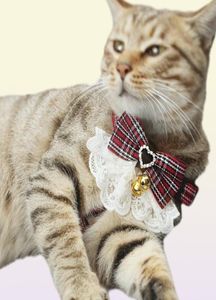 猫の首輪がペットドッグハーネスリーシュ2セット弓レースカラーフラワーウォーキングロープチェーン小さな中程度のスーツのためのロープチェーン9624991