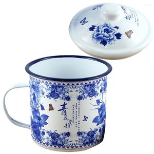 Occhiali da vino blu e bianca in porcellana smalto tazza di acqua tazza tazza di caffè retrò retrò