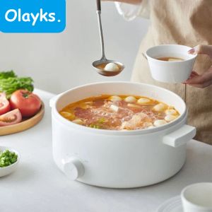 POTS OLAYKS Electric Cooker 2L/3L/5L kapacitet multifunktionell elektrisk varm potten bärbar hem riskokare nudelpanna för sovsal