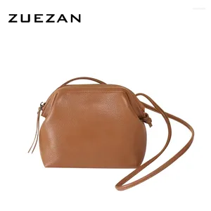 Umhängetaschen Mädchen Shell Ledertasche natürliche Kuhwahnsinns Frauen echte Messengerin Frau Crossbody T079