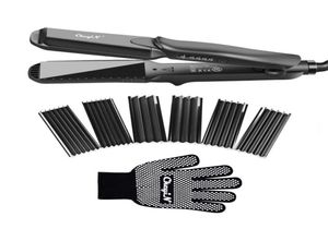 Interchangeable 4 in 1 Hair Waver Hair Straightener Flat Curling Iron Corn Crimper Plate Deep Wave RollerHeat Resistant Glove 22067152032