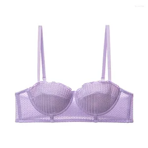 Bras Women's Half Cup Thin Cotton Bra Solid Gathered Side Breasts Anti-sagging Uphold Brassiere Sexy Outfits For Pretty Girl Everyday