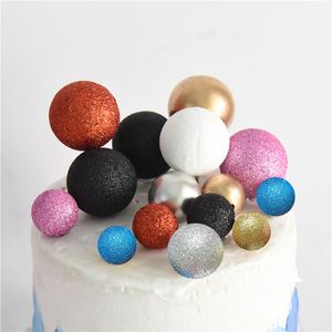 20pcsケーキトッパーグリッターフォームボールカップケーキトッパーインサートベーキング用品ベビーシャワーウェディングバースデーデザートケーキ装飾