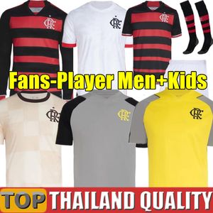 Jerseys de futebol de Flamengo 24/25 2024 2025 Camisas de futebol Men Define Kit Kit Women Camisa de Futebol Longa Longa Pedro Diego Gerson Gabi Lorran Pulgar Fãs Versão