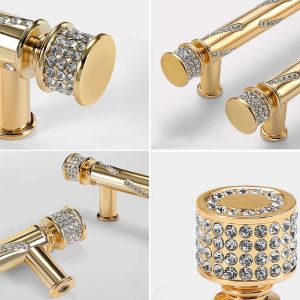 Gold Light Luxury Cabinet Drawer Handle Modern Minimalist Nordic Style Diamond Wine skåp Dörrhandtag Kökslådan Handtag