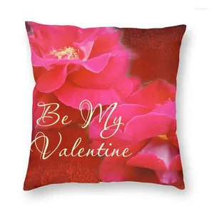 Pillow Romantic Valentines Day Greeting Cover 45x45 Home Decorative 3D Printing Red Roses Flower Throw For Living Room