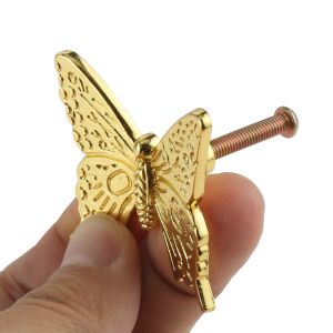 1pc Vintage Butterfly Handle w/screw Simulated Insect Pull Alloy Knob 4.3*3.9cm Gold Silver Cabinet Drawer Wardrobe Bookcase