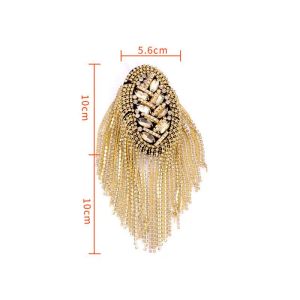 1 çift altın püskül epaulet rhinestone omuz tahtası kostüm omuz rozeti dekor omuz işareti fringe epaulet takım elbise