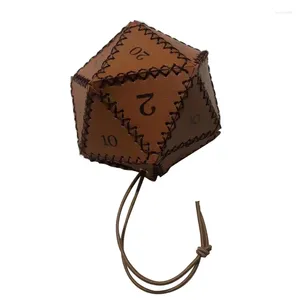 Förvaringspåsar läder tärningspåse polygonal dragskopåse för rollspel spelmynt handväska smycken brädspel tillbehör