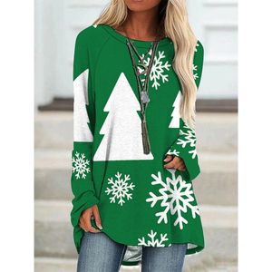 CLOOCL Women T-Shirt Autumn Winter Long Sleeves Pullover Christmas Tree Striped Graphic Printing Tee Oversize Stylish Clothing