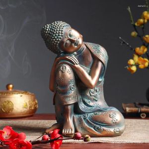 Dekorativa figurer Sydostasiatiska sovande sittande Buddha -staty Harts Hantverk Thailand Hindu Fengshui Zen Garden Office Home Dekoration