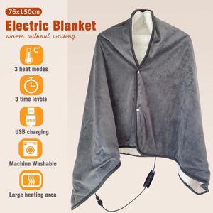 Blankets USB Plug Warm Shawl Blanket Flannel Lamb Fleece Electric Temperature Control Heating Autumn Winter