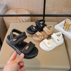 Sandals 2024 Summer New High end Metal Velcro Matsuke Thick Sole Treading Feet Feeling Open Toe Bread for Women H240411