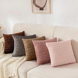 Pillow 17x17inch Plush Solid Color Sofa Pillowcase Simple Creative Geometric Diamond Block Embroidered Cover