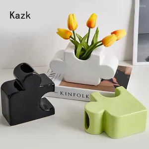 Wazony kreatywne puzzle ceramiczne wazon nordycki nieregularny artystyczny kwiat salonu tabletop Ikebana Dekoracja domu