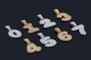 Hiphop 09 Anpassat nummerbokstav hänge halsband med 24 -tums repkedja guld silver färg kubik zirkonsmycken1463165