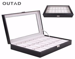 Untad casket 24 grid watch box glass black кожаные наручные часы для хранения корпуса Классический держатель Pillow2027134