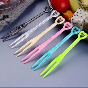 Engångsgäst 200st. Mini Fruit Fork Plastic Party BBQ Stick Pick Spett Home Dining Food Cake Kitchen Accessory