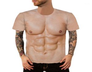 Für Mann 3d T -Shirt Bodybuilding Simuliertes Muskel -Tattoo T -Shirt Casual Nackt Haut Muskel -T -Shirt Shortsleeve 2020 Neu 19386336