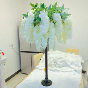 Decorative Flowers 100CM White Pink Artificial Flower Hydrangea Wisteria Tree Wedding Table Centerpices Road Cited For Home Living Room