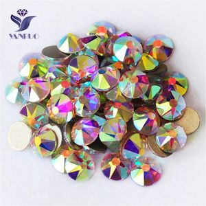 YANRUO 2088NOHF Alla storlekar Ab Flat Back Non Fix Glitter Strass Stick On Nails Glass Crystal Rhinestones For Nail Art 240410